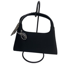 Inge Christopher Black Satin Sequined Evening Hand Bag Purse