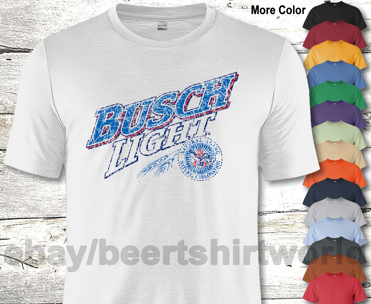 Blues Busch Light Beer T-Shirt Custom Designed Color Worn Label