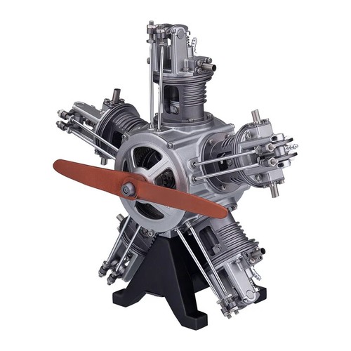 DIY 5 Cylinder Radial Engine Model Kit Scale 1:6 Full Metal 230PC Battery 450mAh - Picture 3 of 21