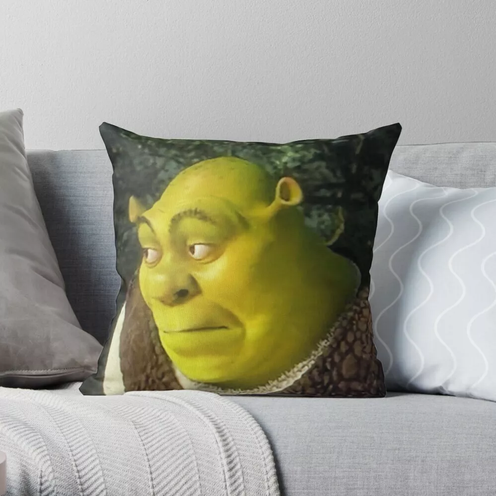 Shrek Face Meme Throw Pillow, Shrek Movie Pillow Cases Gifts Unisex Adults