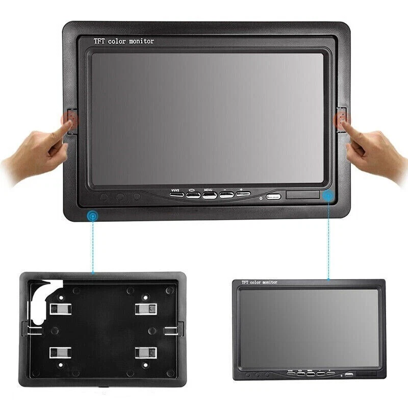 MONITOR LCD 7" POLLICI TFT AUTO CAMPER POGGIATESTA A COLORI BASE REGOLABILE 12v - Immagine 4 di 4