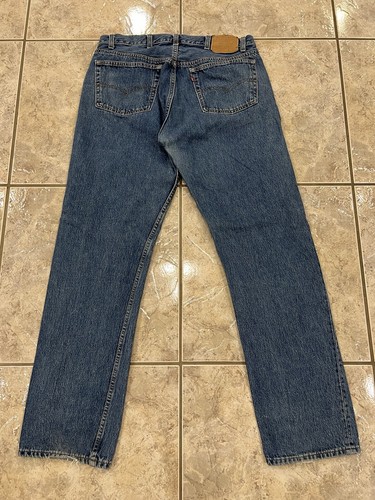 Vintage 90er Herren 38 x 34 (36 x 33) Levis 501 Knopfleiste gerade Denim blau Jeans Hose