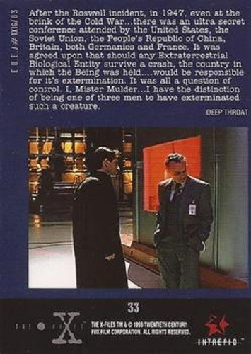 X FILES CONTACT BASE / BASIC CARDS 1 to 90 BY INTREPID OF AUSTRALIA - Picture 78 of 192