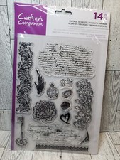 CST1 Crafters Companion Vintage Accents Mixed Media Clear Acrylic Stamp Set New