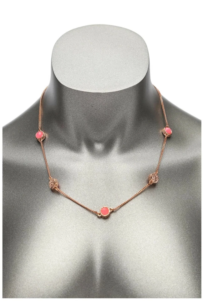 Marc By Marc Jacobs Rose Gold Pink Stone Necklace W1031 - Image 2 of 4