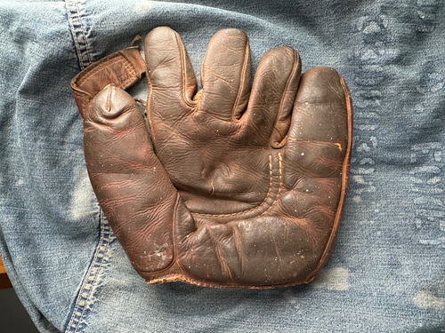 Rare USN 1930s 1940s WWII Era Leather Baseball Glove Mitt US Navy Wilson? VTG - Picture 3 of 10
