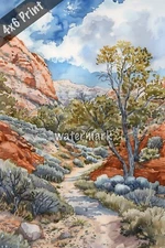 Red Rock Canyon watercolor Art 4x6 Print