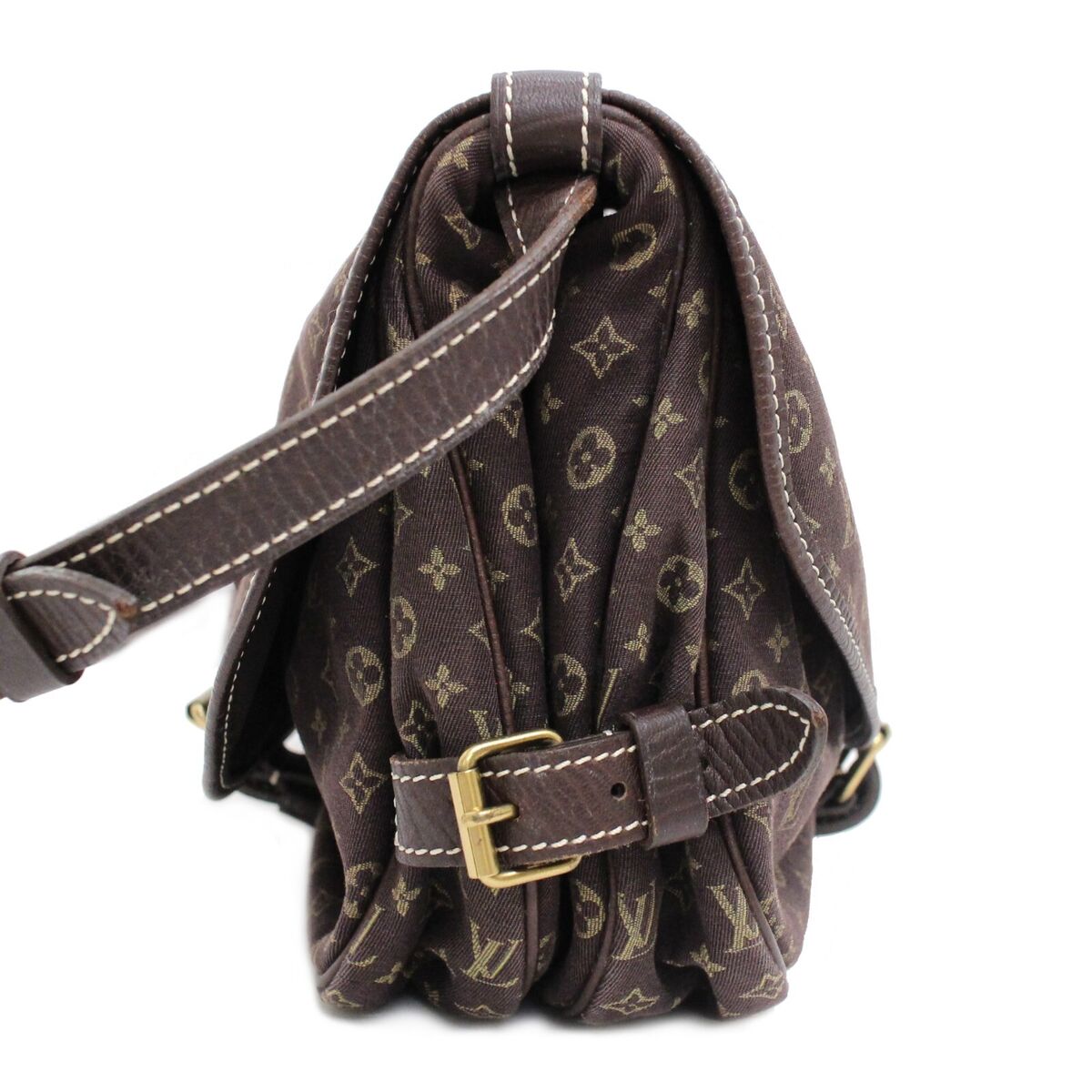LOUIS VUITTON Monogram Mini Lin Saumur 30 Brown Shoulder Bag LOUIS VUITTON Monogram Mini Lin Saumur 30 Brown Shoulder Bag