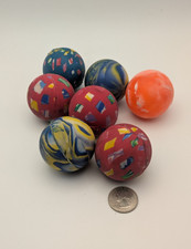 Lot of 7 Large Bouncy Balls Rubber Super Ball Style Mixed Colors Used