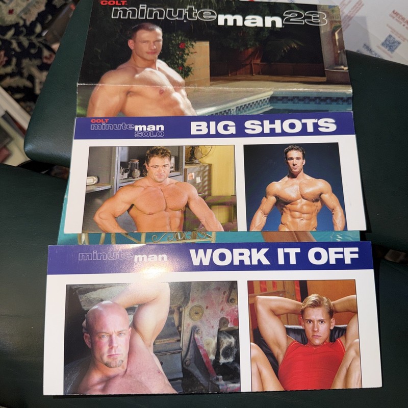 3 COLT Minute Man Solo Video DVD Flyers GAY Male Nude Models Colt Studio