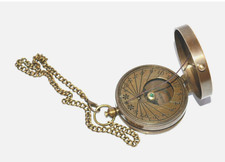 Antique brass maritime marine pocket sundial compass Collectible gift item