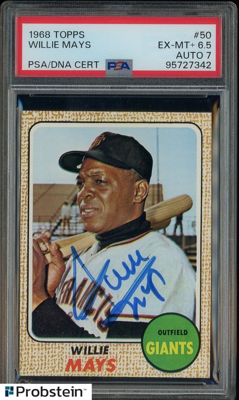 1968 Topps #50 Willie Mays San Francisco Giants HOF PSA 6.5 PSA/DNA 7 AUTO