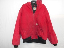 CARHARTT RED MENS 2X-LARGE 2XL COAT JACKET WITH HOOD USED hard to find READ DESC