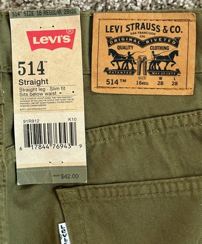 2 pair of NWT Boys Levis 514 Straight Pants Size 16 reg 28x28 Slim Fit - Picture 15 of 15