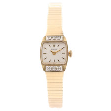 Vintage 15mm 1975 Bulova Diamond Accents 3534 Ladies Wristwatch 10k RGP