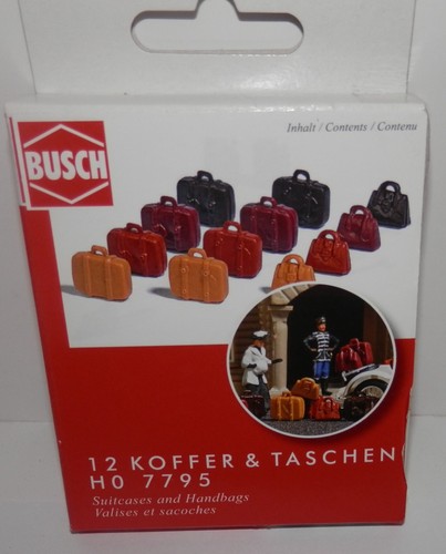 Maletas y bolsos de mano Busch HO escala 1:87 (12 piezas) #7795 nuevos en caja | Zustand: New