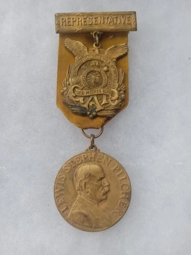 1922 DES MOINES IOWA ID'D GAR CIVIL WAR VET GRAND ARMY REPUBLIC MEDAL W/ RIBBON