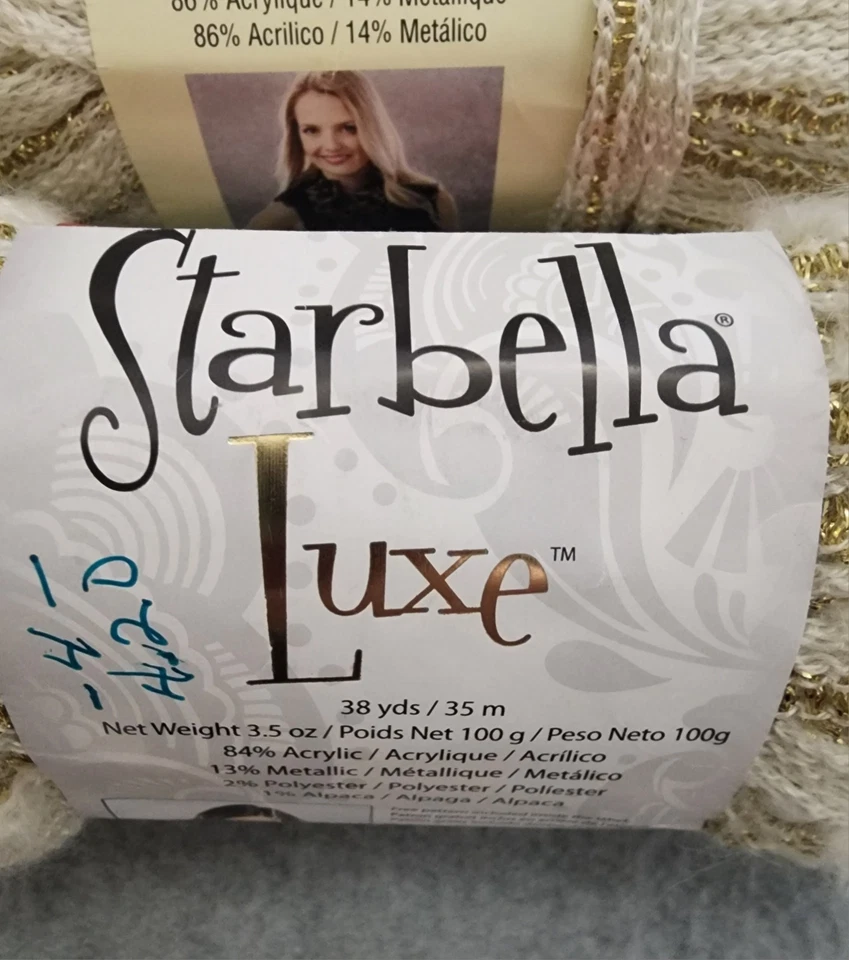 Starbella Flash Premier Yarns Metallic Ribbon Yarn Lot of 2 Marble & 1 Wht Gold - Image 4 of 4
