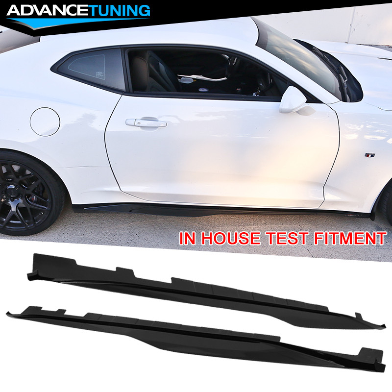 Fits 16-24 Chevy Camaro ZL1 Style Gloss Black Side Skirts Extension PP Pair Set