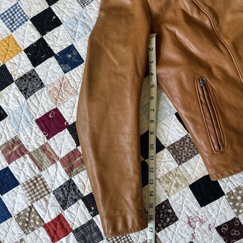 Schott Cafe Racer Vintage Leather Jacket Brown Sz 16 USA Insulated - Picture 13 of 14