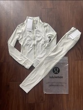 Lululemon White Jacket  Leggings Set Women  s Sweatsuit Stretch Pockets