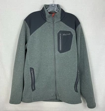 Marmot Wrangell Mens XL Full Zip Jacket Polartec Fleece Lined Gray Green 83120
