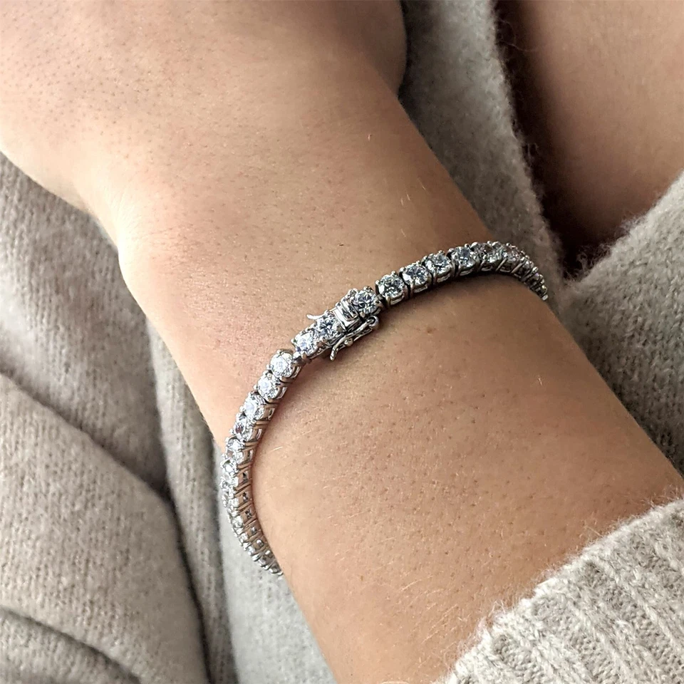 Silverly Bracciale Tennis Argento 925 Con 4mm Zirconi Brillanti 18 cm - Immagine 4 di 4