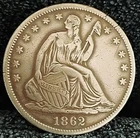 1862 S Seated Liberty Half Dollar XF in Grade Absolutely Genuine