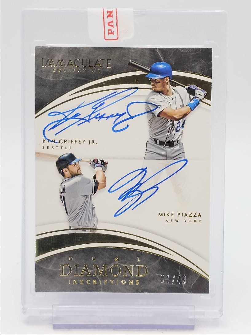 KEN GRIFFEY JR. MIKE PIAZZA 2016 IMMACULATE DUAL DIAMOND AUTO 01/49 Q0004