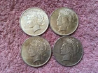 Lot of  4  Nice  Heavy   1922 - P  XF/ AU.  Peace silver dollar Coins   LOT # 17