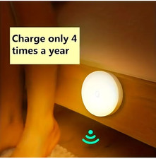 USB Rechargeable Motion Sensor LED Night Light Cabinet Wardrobe Stair Lamp