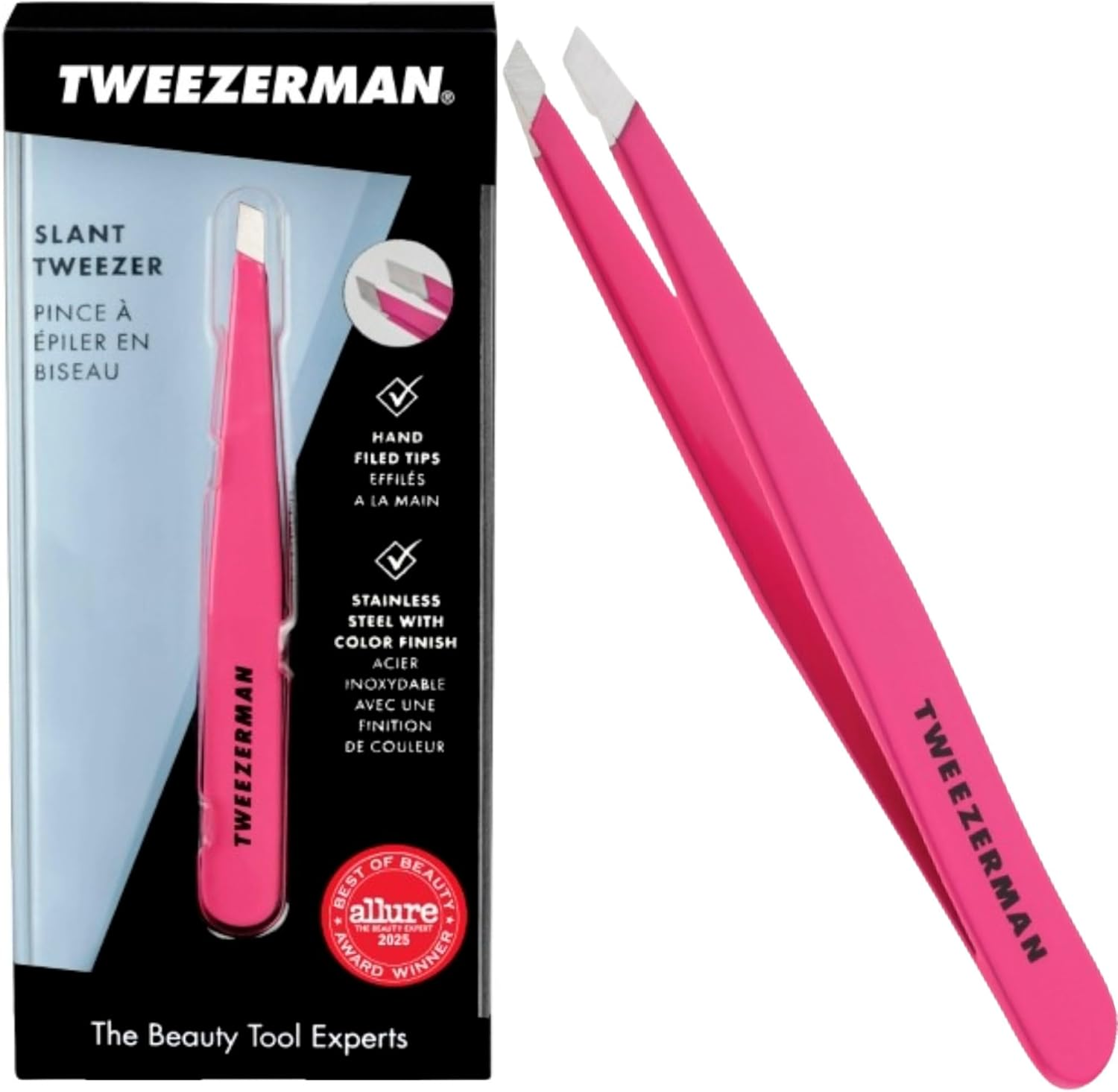 Slant Tweezer, Full Size, Professional Stainless Steel Precision Tweezers for Fa