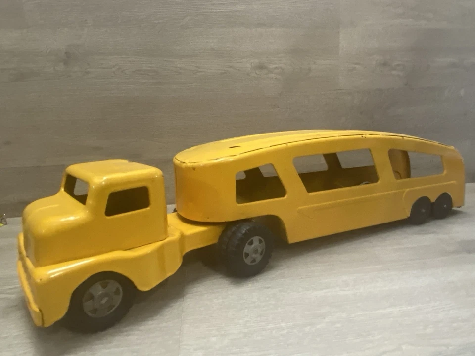 VTG Structo Auto Transport Car Carrier Yellow - Image 2 of 4