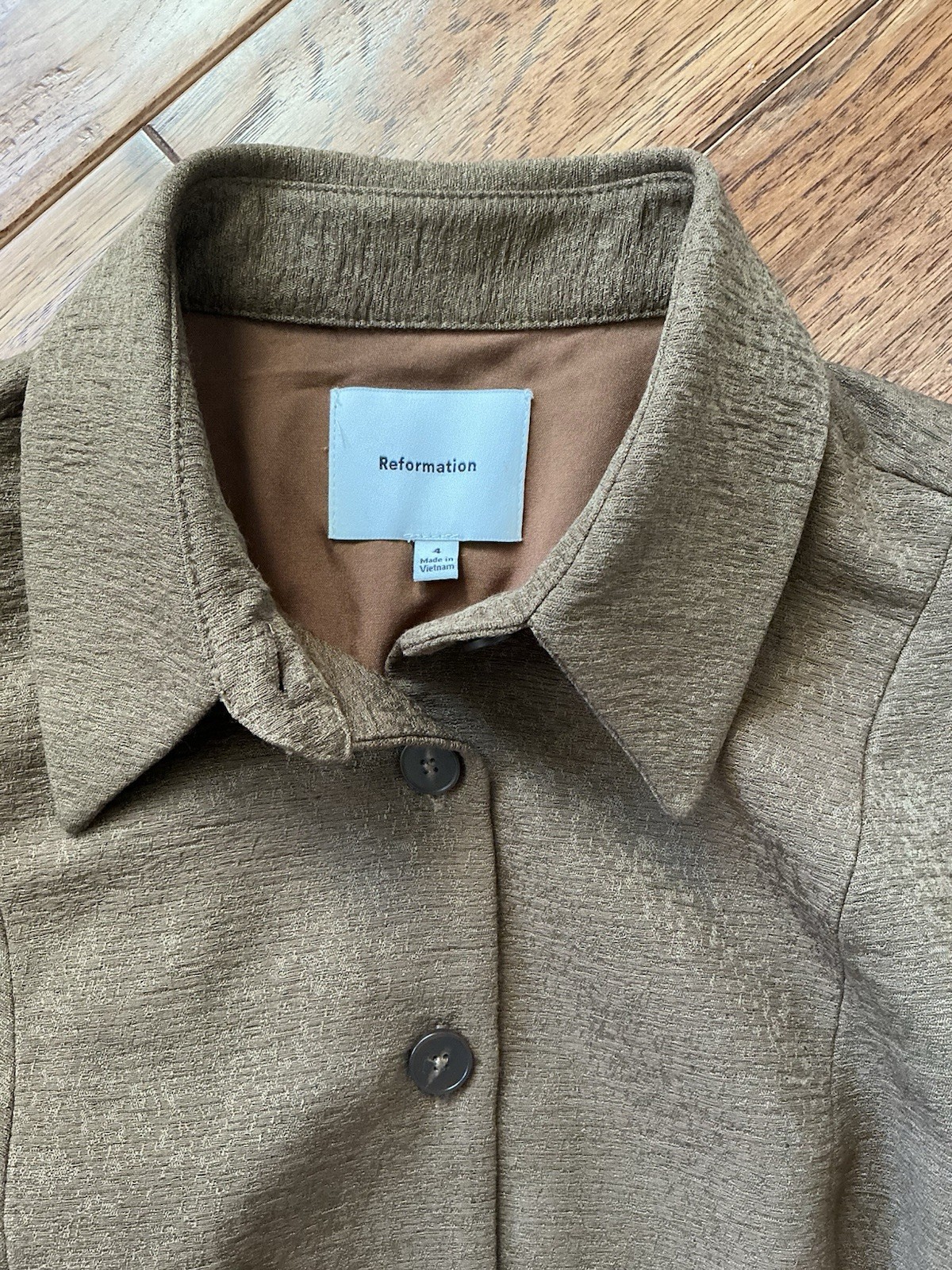 Reformation Chloe Button Down Collared Shirt, Bro… - image 4