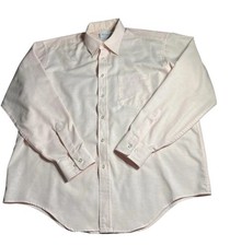 Vintage Manhattan Shirt Mens 17 Pink Button Down Dress Made USA Classic Timeless