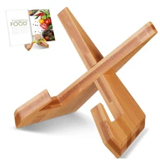 Cookbook Stand for Kitchen, Recipe Book Holder Kitchen Counter, Wooden Holder