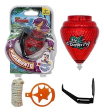 Trompo Cometa Turbo Cobrita Red Steel Tip Spinning Top Made In Mexico NEW