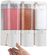 Shampoo and Conditioner Dispenser 3 Chamber No Drill Shampoo Dispenser for Showe