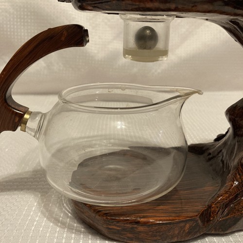 Magnetic Glass Kungfu Tea Set W/ 6 Cups | Bonsai Tree Semi Automatic Lazy Teapot - Picture 5 of 16
