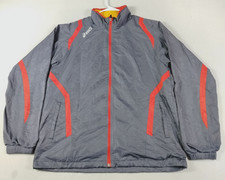 Asics Jacket Mens XL Gray Red Hooded Full Zip...