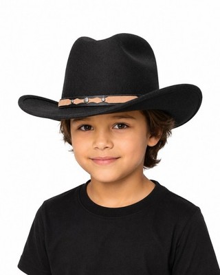 Kids Black Faux Felt Cowboy Hats