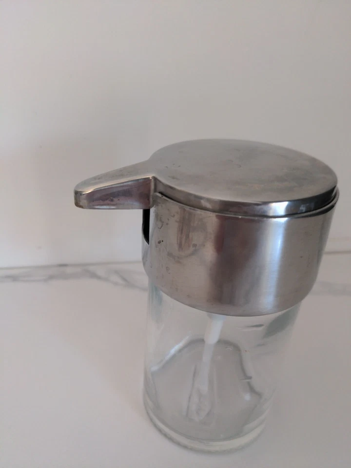 Bomba dispensadora de jabón IKEA Kalkkund vidrio y cromo usada 602.914.78 Foto 4 de 4