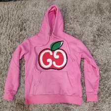 Gucci Pink Apple Sequin Logo Hoodie Size Smal...