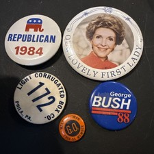 Vtg Political Pin Lot Of 5 Regan Bush Republican