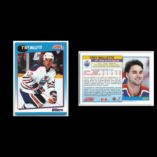 Troy Mallette #601 1991 Score Canadian Edmonton Oilers Hockey Card NHL NM - Picture 3 of 3