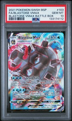 2021 POKEMON SWSH BLACK STAR PROMO #103 FULL ART/BLASTOISE VMAX PSA 10