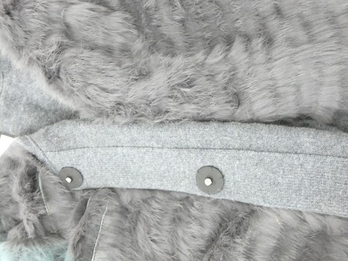 Max and Moi Kaninchenfell Mantel Jacke flauschig grau grün Wollfutter Gr. 40 UK 12 - Bild 10 von 10
