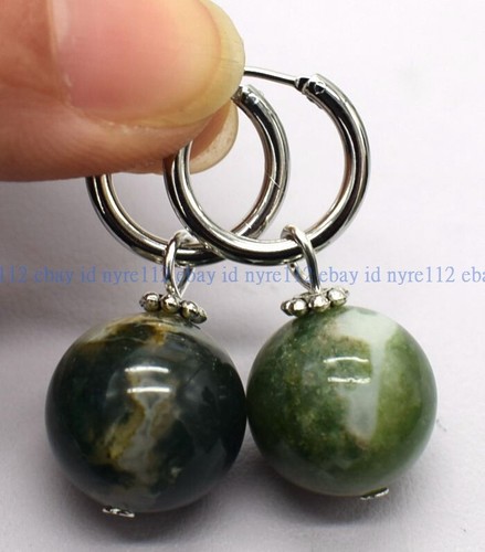 Charming 10/12/14mm Multicolor Gemstone Round Beads Silver Leverback Earrings - Picture 126 of 190