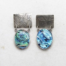 Handmade Sterling Silver 925 Created Blue Opal Dangle Post Earrings K4243