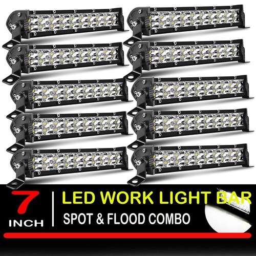 10x 7inch LED Work Light Bar Flood Spot Offroad 4WD SUV Bumper Driving Fog Lamp